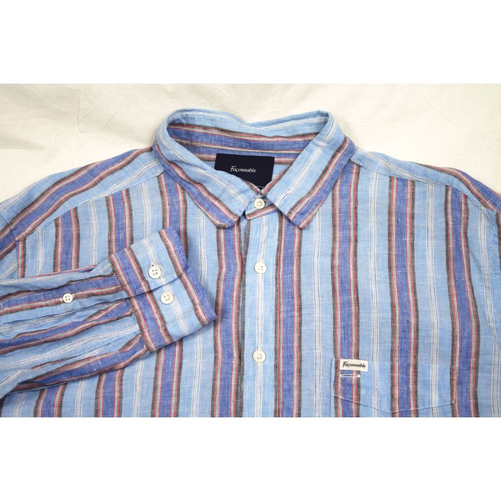Faconnable Club Long Sleeve Button Linen Shirt - Picture 2 of 8